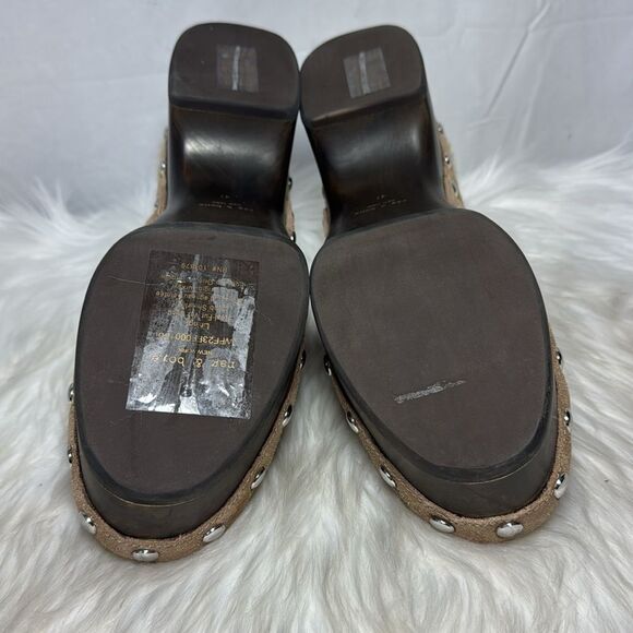 Rag & Bone Johannes Tan Cow‎ Leather Platform Tassel Clogs Sz 41/US 11 - Picture 8 of 9